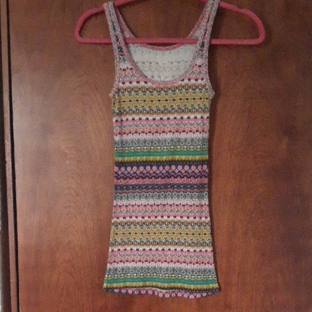 Multicolor Patterned Juniors Tank Top